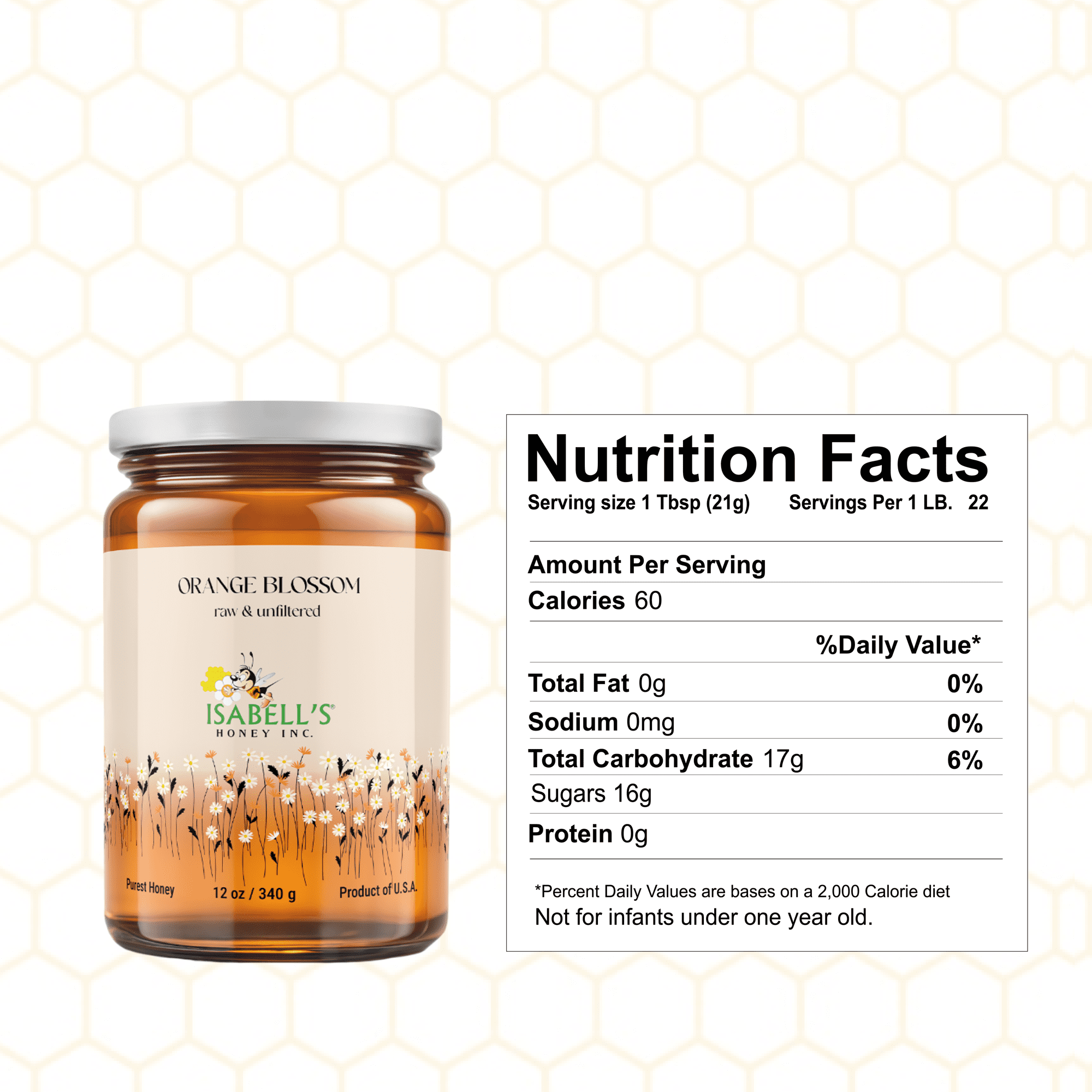 3 Packs of Orange Blossom - Natural Honey 12 oz Each