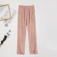 thumbnail image 4 of Women's Winter Flannel Coral Fleece Pants, Outdoor Friendly Strolling Pants, Thickened Warm Sleepwear Bottoms for Lazy Days and Home Comfort, Elastic Waist Lounge Pants Pink M, 4 of 5