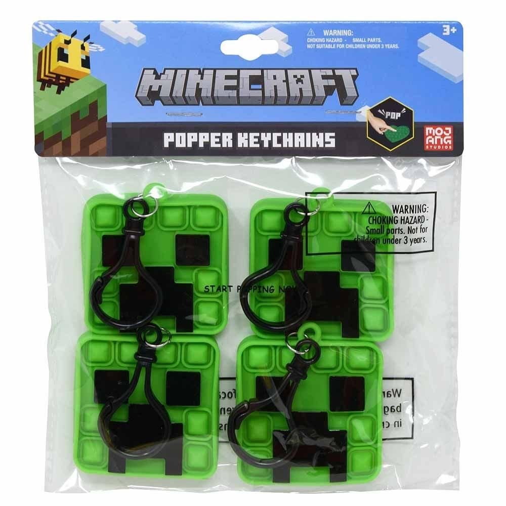 Minecraft 4pk Printed Shaped Fidget Popper Toy Keychain