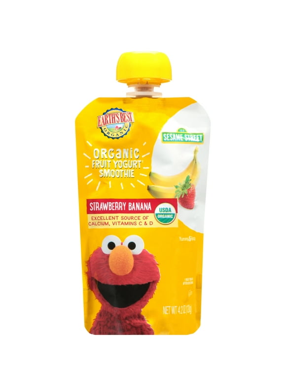 Earth's Best Organic Fruit Yogurt Smoothie Toddler Food, Strawberry Banana, 4.2 oz Pouch