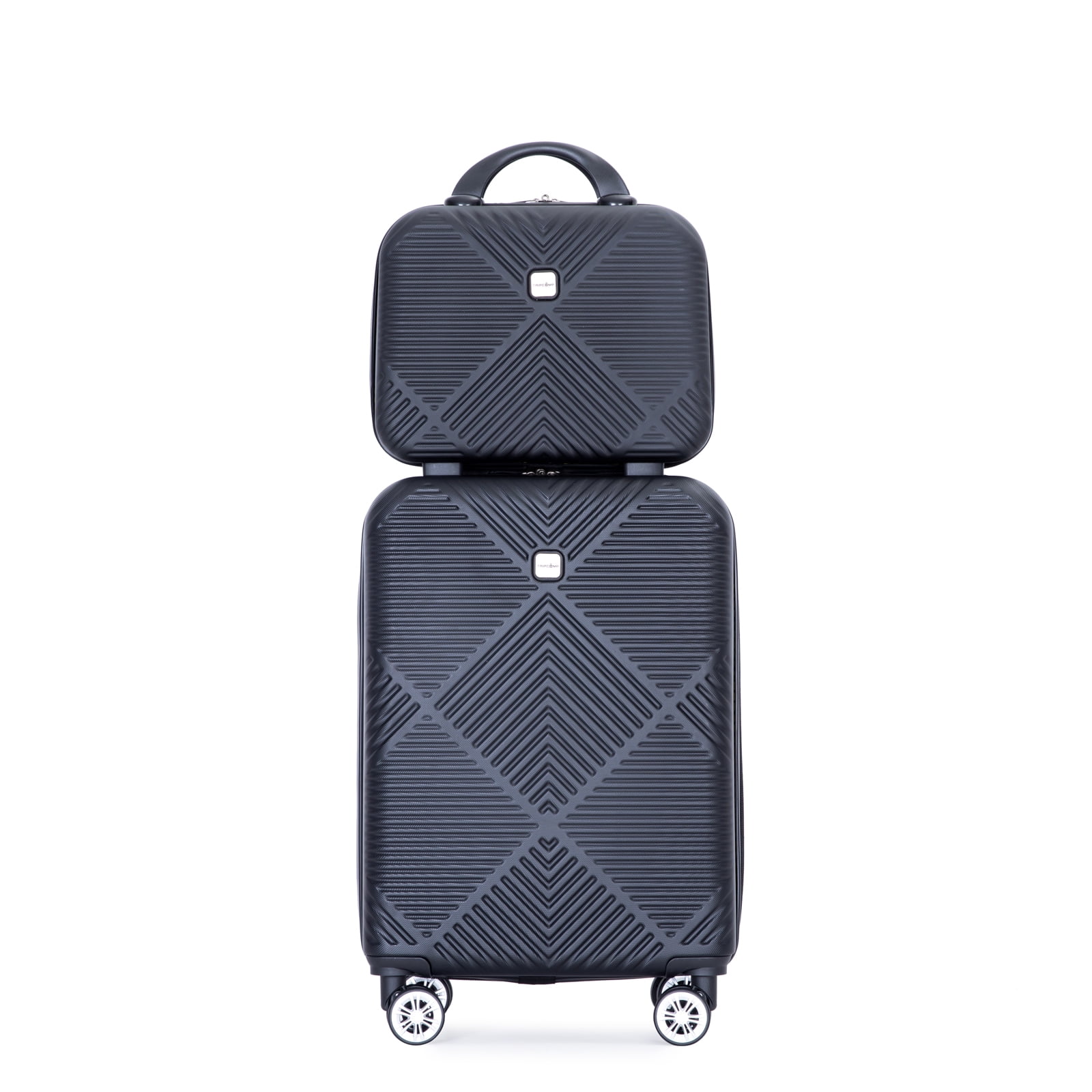 Tripcomp Luggage Sets 4 Piece Suitcase Set (14/20/24/28)Hardside Suitcase with Spinner Wheels Lightweight Carry on Luggage(Black)