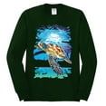 thumbnail image 2 of Swimming Sea Turtle Animal Lover Mens Long Sleeve Shirt, Forest Green, Medium, 2 of 3