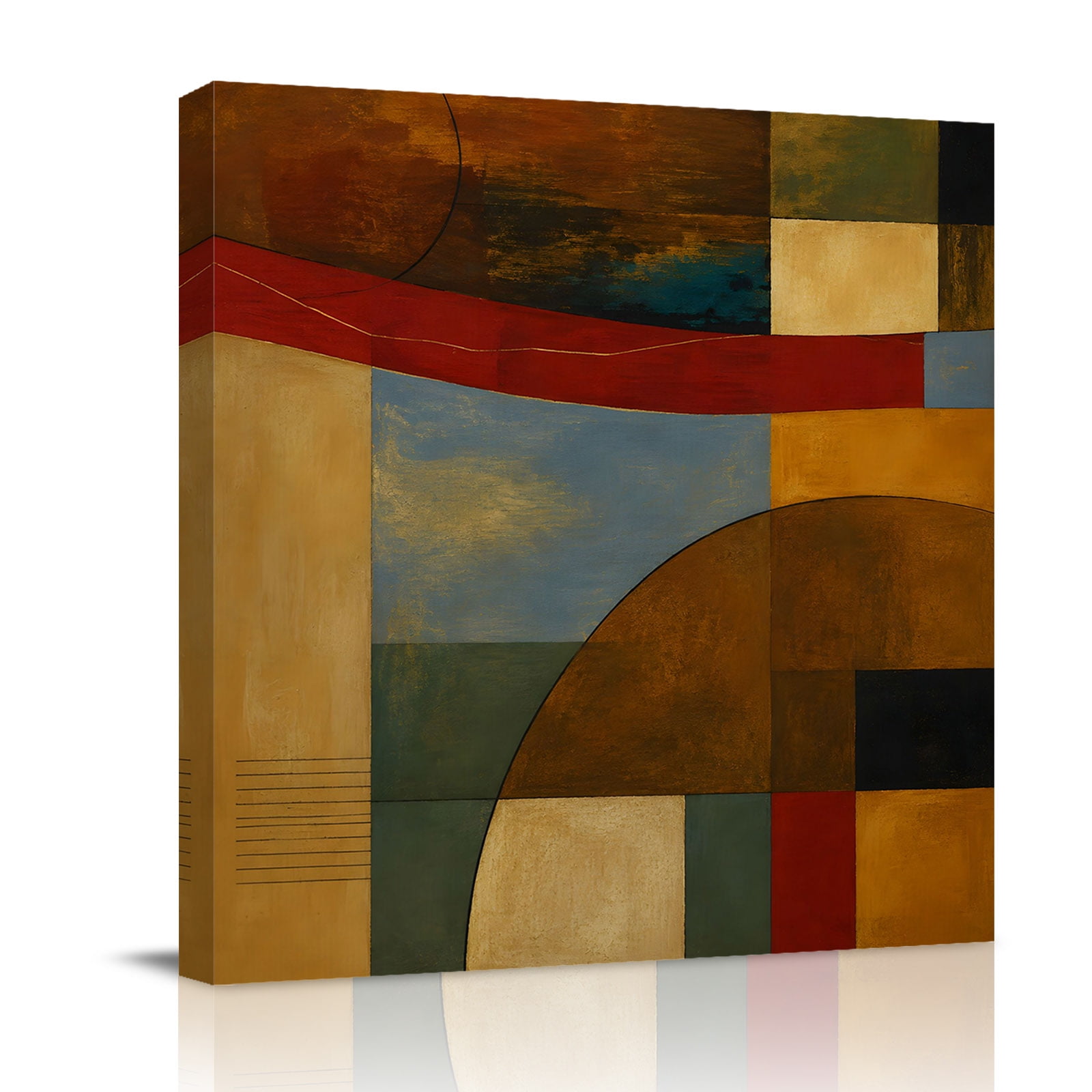 Canvas Wall Art Vintage Geometric Framed Canvas Prints for Bathroom Kitchen Farmhouse Abstract Colorful Graffiti Gallery Wrapped Wall Decor for Home Office Gifts 10 x10 Ship Next Day