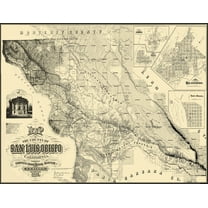 Historic County Map - San Luis Obispo County California - Harris 1874 - 29.69 x 23 - Vintage Wall Art