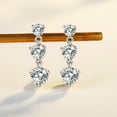 thumbnail image 3 of 18k White Gold Plated 925 Sterling Silver 5A CZ Diamond Stud Dangle Earrings Women Jewelry, 3 of 6