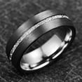 thumbnail image 4 of 8mm Men's Tungsten Carbide Wedding Rings with Carbon Fiber and Imitated Meteorite Inlay Comfort Fit Size 7-12, 4 of 5