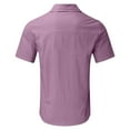 thumbnail image 4 of Tshirts Shirts for Men,Linen Shirt Short Sleeve Shirt Button Up Loose Fit everyday wear Solid Color Linen Shirt for Spring Summer Fall,Linen Shirts for Men,2XL,Pink, 4 of 5