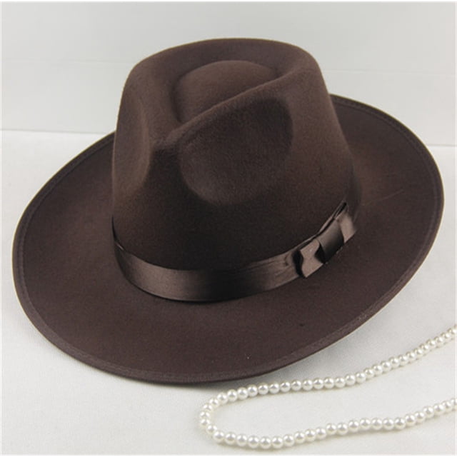 Chapeau Panama à Grand Bord Rigide pour Hommes et Femmes Automne Vintage Noir