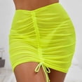 thumbnail image 1 of Neinkie Women's Drawstring Ruched Short Bodycon Beach Skirt Mesh Swimsuit Cover Up, 1 of 7