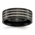 thumbnail image 1 of Titanium Polished 8mm Black IP-plated w/Satin Stripes Band Size 10, 1 of 3