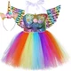 thumbnail image 2 of Disfraz de unicornio para niñas, vestido de tutú con lentejuelas de arcoíris, vestido de princesa para cumpleaños de niñas pequeñas, disfraces de fiesta de carnaval de Halloween para niños, 2 of 5