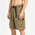 thumbnail image 4 of Nmnitkp Men's Quick Dry Cargo Shorts Elastic Waist with Adjustable Belt Multi-Pocket Breathable Outdoor Hiking Casual Summer Shorts for Men Khaki,M, 4 of 6