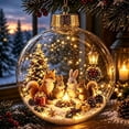 thumbnail image 3 of Vintage Christmas Scene Printed Ball Ornament, Winter Train Santa Cabin Wildlife Round Bauble, Hanging Decoration for Christmas Tree Holiday Home Mantel Display,Z006, 3 of 8