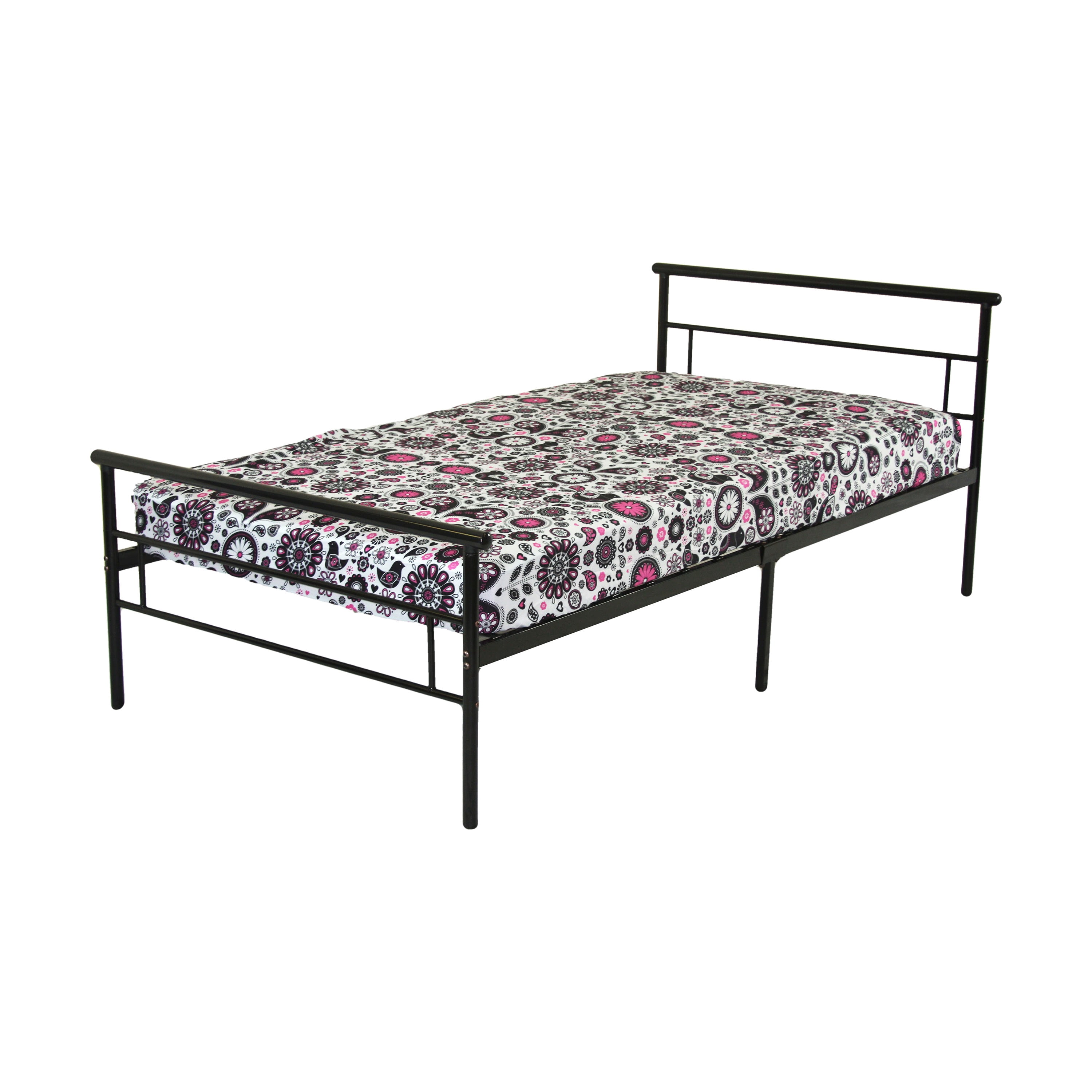 BK Furniture Seattle Classic Metal Bed, Twin, Black