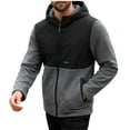 thumbnail image 6 of RYDCOT Men's Sherpa Polar Fleece Full Zip up Color Block Jacket with Hood Pockets Winter Warm Thick Outwear Coat Hiking Climbing Gray, 6 of 9