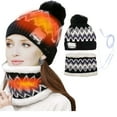 thumbnail image 5 of Winter Heated Beanie Hat Scarf Set for Women Fleece Lined Knit Heating Cap USB Charging Neck Warmer Scarf for Cold Weather, 5 of 5