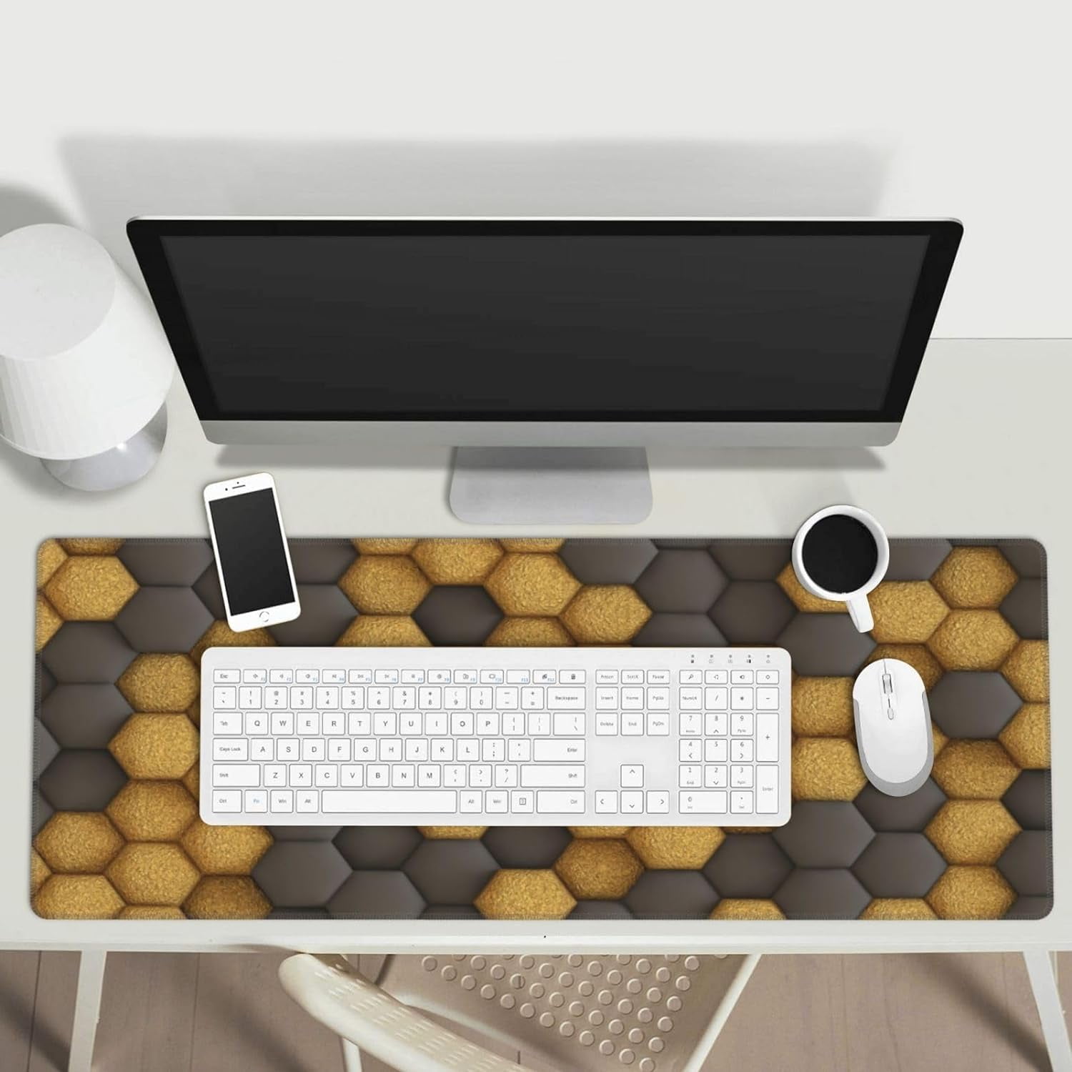 Beehive Honeycomb Funny Cool Black Large Gaming Mouse Pad, Extended Big Keyboard Mouse Mat, Long Computer Gaming Mousepad For Home Office Work Desk Stitched Eges Non-Slip Base Mouse Pads Mat - View #10