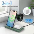 thumbnail image 3 of Wireless Charger,3 in 1 Charging Station Compatible for iPhone,Fast Charging Portable Charger Compatible for iPhone 17 16 15 14 13 12 11 Pro Max Mini Plus SE X XS 8 Plus&iWatch,AirPods,Dark Green, 3 of 9