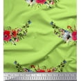 thumbnail image 1 of Soimoi Poly Georgette Fabric Leaves & Anemone Flower Print Fabric by Yard 42 Inch Wide, 1 of 3