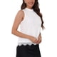 thumbnail image 4 of INSPIRAR CHIC Blusa Elegante Sin Mangas con Cuello Halter y Botones con Encaje XS Blanca, 4 of 6