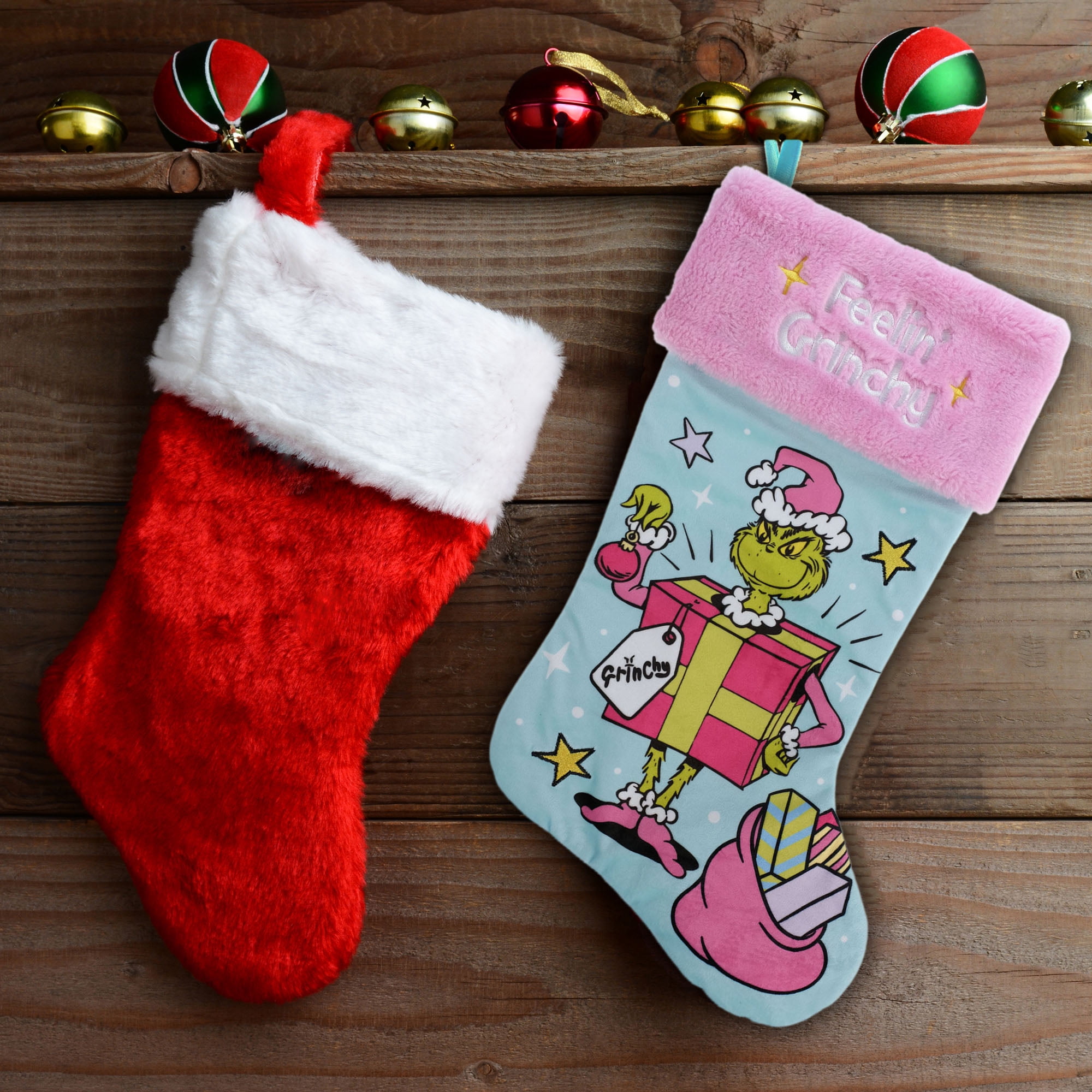 Dr. Seuss’ The Grinch 20-Inch Velvet Christmas Stocking with Feelin’ Grinchy Embroidered Cuff