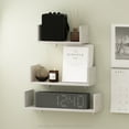 thumbnail image 7 of Furinno Rossi Bedroom Decor Wall Mounted Floating Display Shelves with Invisible Brackets, Marble White, Set of 3, 7 of 7