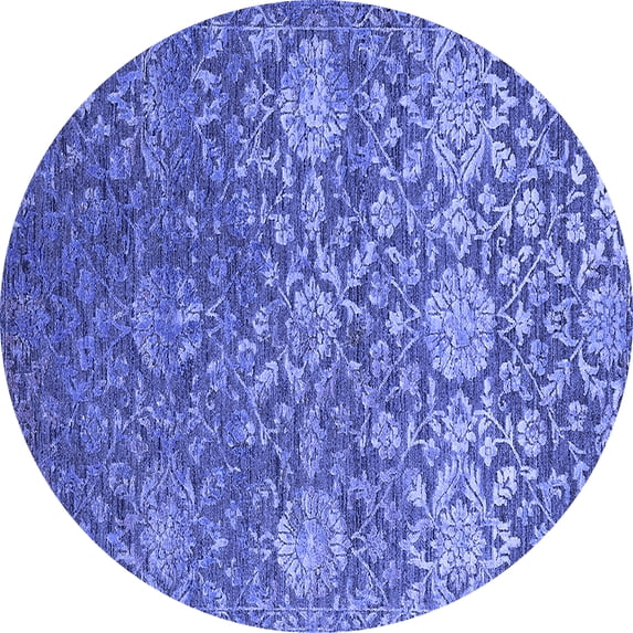 Ahgly Company Indoor Round Oriental Blue Industrial Area Rugs, 3' Round