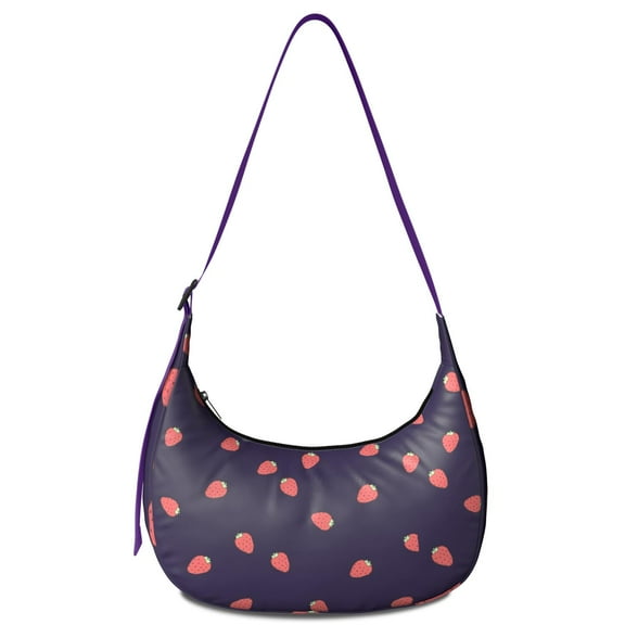 Fresh Red Strawberry Print Crossbody Tote Bag for Women, Sweet Berry Shoulder Purse, Lightweight Water-Resistant Hobo Handbag, Cute Summer Fruit Design