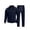 02# Navy, variant on IhhxPro Men's Quilted Lounge Set Long Sleeve Button Detail Pajama with Pants XS-2XL