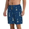 thumbnail image 3 of KLL Lighthouses and Anchors Men's Casual Summer Beach Shorts Hawaiian Shorts with Pockets-Medium, 3 of 6
