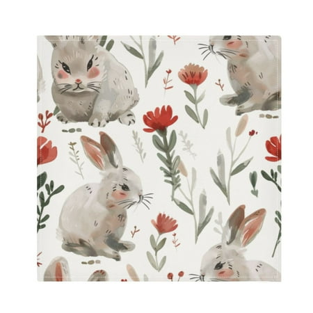 

Napkin Satin Napkin 20*20Inchx6 Kitchen Towel Dinner Plate Towel Decorative Towel Napkin Tea Towel Suitable For Kitchen Table Cartoon Gray Rabbit Seamless