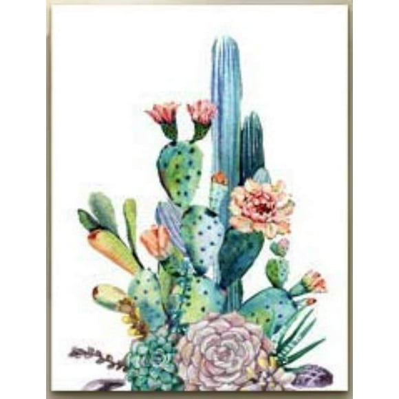 Green Oasis Diamant Peinture Kit - 5D DIY Cactus Strass Art pour Adultes Perceuse Complète Cristal Broderie Artisanat avec des Outils Superbe Décoration Murale et Cadeaux (16x20)