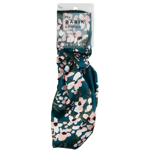 Scunci The Basik Edition Headwrap, Teal/Pink Floral, 1-Piece