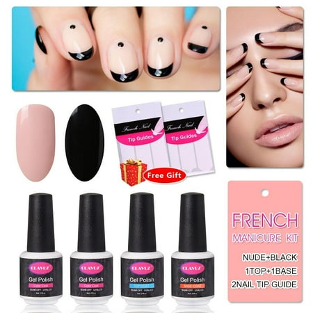 Clavuz French Manicure Nail Gel Polish Top And Base Coat Pink Black Clavuz French Manicure Nail Gel Polish Top And Base Coat Pink Black