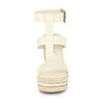 thumbnail image 6 of BLISSFUL STEP Women's Strappy Espadrille Wedges Platform Sandals Beige 7, 6 of 8