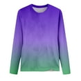thumbnail image 5 of IROINNID Clearance Womens Long Sleeve Tops Printed Loose T-shirt Blouse Round Neck Lounge Tops,Purple, 5 of 5
