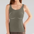 thumbnail image 6 of Ribbed Tank Tops for Women Built in Bra High Neck Racerback Shelf Bra Summer Camisole Yoga Shirts Sleeveless Undershirt Army Green Size M, 6 of 7