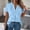 Blue, variant on HOMBOM T-Shirts for Women Summer Henley V Neck Shirts Solid Short Sleeve Blue Casual Young Womans Tops