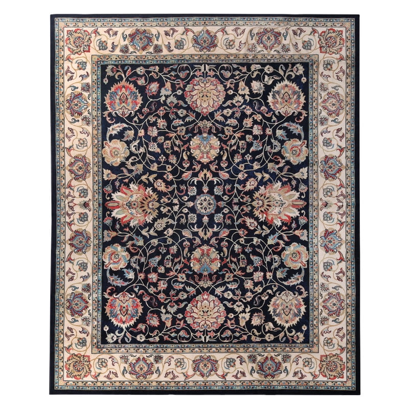 Superior Zadar Medallion Washable Indoor Area Rug, 2' x 15', Navy Blue/ Ivory