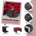 thumbnail image 3 of Haverchair Rattan Patio Furniture Set 7 Pieces with Retractable Canopy Wicker Sectional Sofa Set Daybed Outdoor Furniture Set with Adjustable Backrest and Cushions Storage Table,Red, 3 of 9