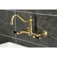 thumbnail image 4 of Kingston Brass KS1247PKL Duchess Double-Handle Wall-Mount Bridge Kitchen Faucet, Brushed Brass, 4 of 7
