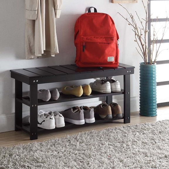 Convenience Concepts Oxford Utility Mudroom Bench with Shelves, Blue