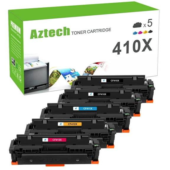 410X Toner Cartridge Compatible for HP 410X CF410X 410A CF410A Color Laserjet Pro MFP M477fnw M477fdw M477fdn M452dn M452nw M452dw M477 M452 M377 Printer Ink (2*Black Cyan Yellow Magenta, 5-Pack )