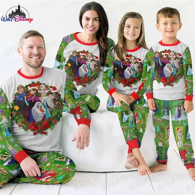 Disney-Conjunto de pijamas para padres e hijos, traje de alta calidad con estampado 3D de la serie de Navidad Olaf Frozen US, 2022