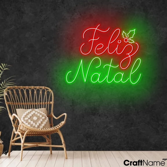 Craftnamesign Feliz Natal Neon LED Sign Wall Art For Merry Christmas Decor