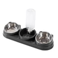 thumbnail image 2 of Comederos triples para gatos con inclinación de 15 degree y botella de agua automática. Comederos y bebederos para gatos. gris oscuro, 2 of 8