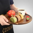 thumbnail image 4 of GoXteam Acacia Wood Round Wood Tray for Coffee Table, 11.5 Inch Wooden Serving Decorative Trays for Home, 4 of 7