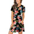 thumbnail image 2 of SEMPAI Women's Short Sleeve T-Shirt Dresses Casual Plain Pleated Swing Short Mini Dress Empire Waist Flare Dress with Pockets Summer Savings Clearance, 2 of 6