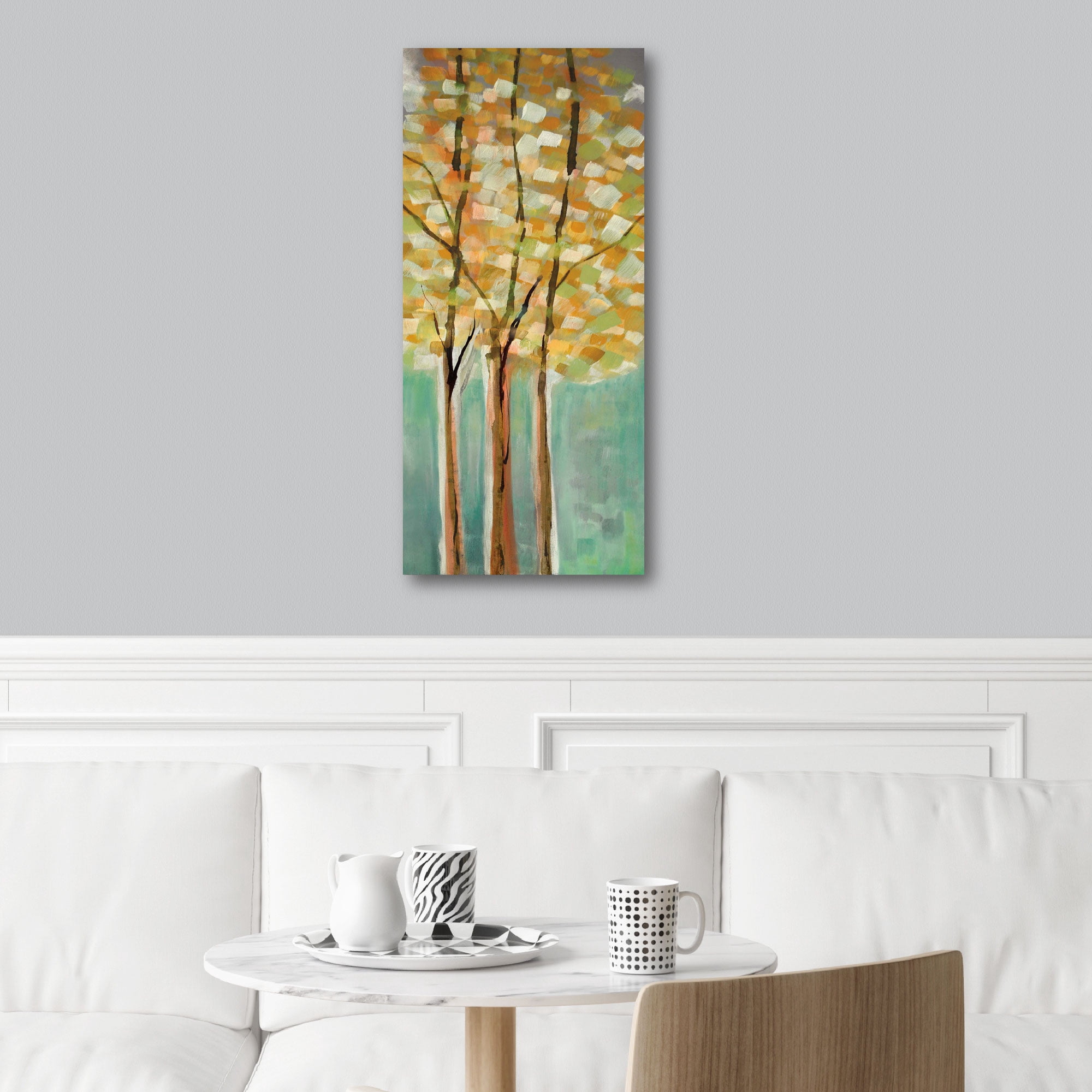 Modern Teal Trees I Gallery-Wrapped Canvas Wall Art, 12x24