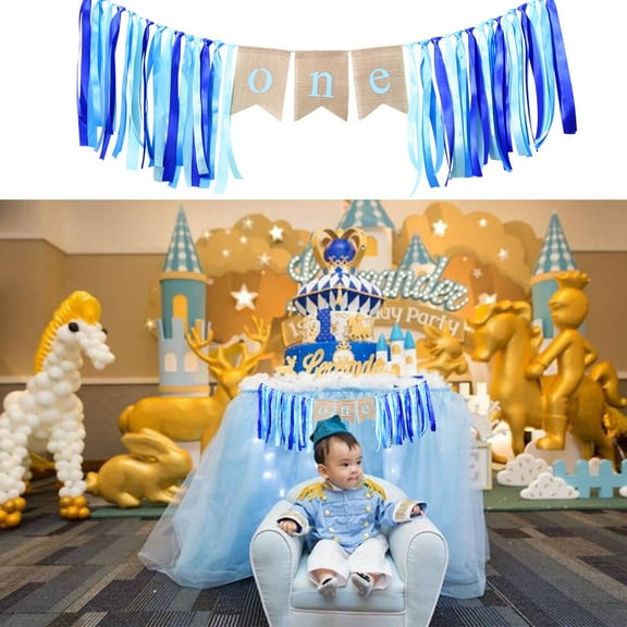 BESTYASH First Birthday Decorations Boy Highchair Banner for One Year Old Birthday Celebration 1Pcs